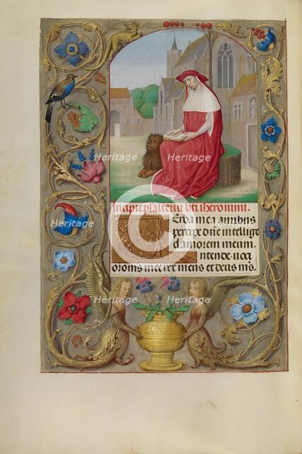 Saint Jerome Reading; Spinola Hours, about 1510-1520. Creator: Workshop of Master of the First Prayer Book of Maximilian.