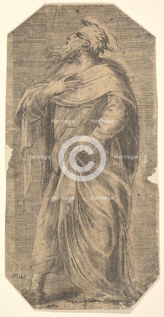 Saint Jude facing left, book under his left arm, from 'Christ and the Apostles', ca. 1548-50. Creator: Andrea Schiavone.