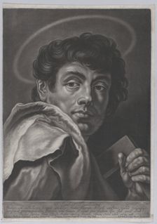 Saint Jude, head and shoulders, holding a square rule; after Giovanni Battist..., ca. 1750-ca. 1760. Creator: Johann Lorenz Haid
