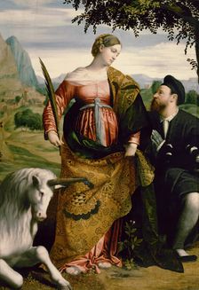 Saint Justina, Venerated by a Patron, ca 1530. Artist: Moretto da Brescia (ca 1498 - 1554)