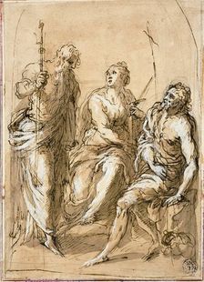 Saint Justina of Padua Enthroned, with Saints James the Less and John the Baptist, 1600/05. Creator: Jacopo Palma