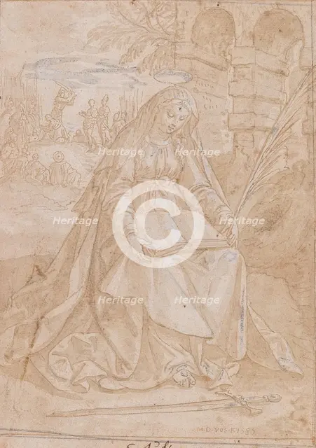 Saint Justine, 1584. Creator: Vos, Maerten, de (1532-1603).