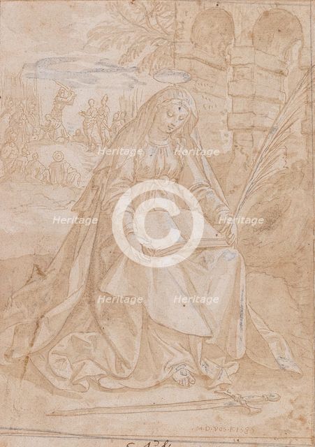 Saint Justine, 1584. Creator: Vos, Maerten, de (1532-1603).