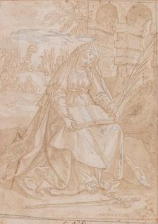 Saint Justine, 1584. Creator: Vos, Maerten, de (1532-1603)