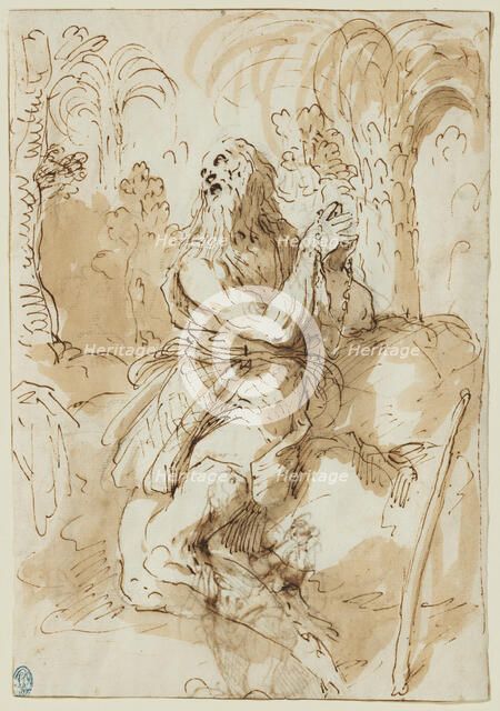 Saint Onophrius In The Wilderness, c1610-20. Creator: Jacopo Palma.