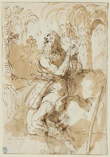 Saint Onophrius In The Wilderness, c1610-20. Creator: Jacopo Palma