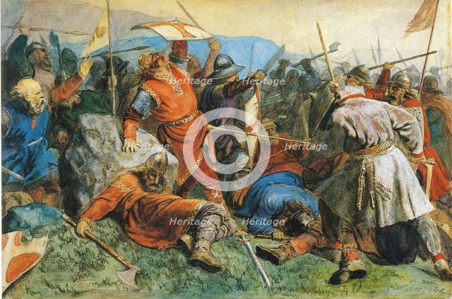 Saint Olav at the Battle of Stiklestad, 1859. Artist: Arbo, Peter Nicolai (1831-1892)