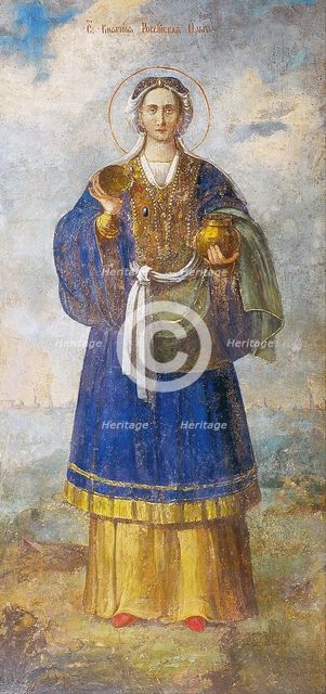 Saint Olga, Princess of Kiev. Artist: Ancient Russian frescos  