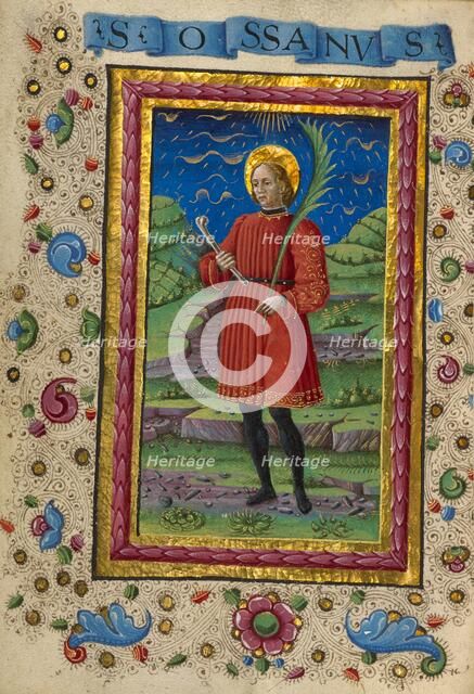 Saint Ossanus; Gualenghi-d'Este Hours, about 1469. Creator: Guglielmo Giraldi.