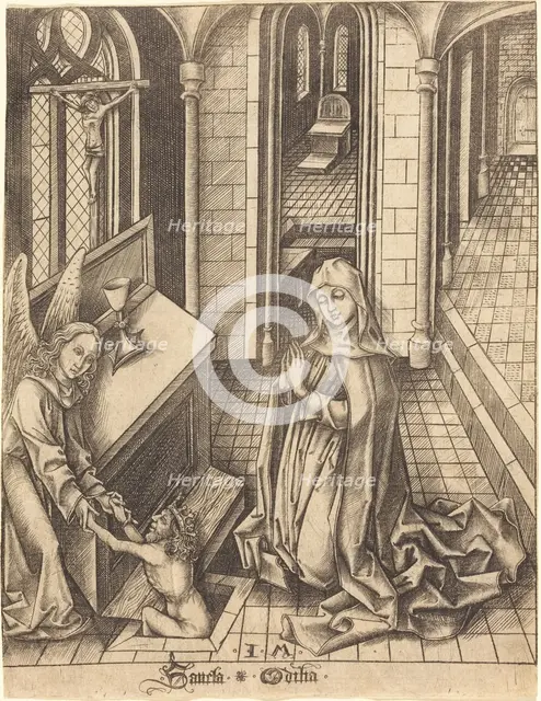Saint Ottilia, c. 1475/1480. Creator: Israhel van Meckenem.