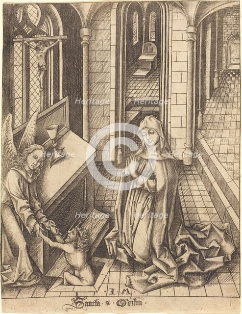 Saint Ottilia, c. 1475/1480. Creator: Israhel van Meckenem.