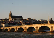 Saint Louis Cathedral and Jacques Gabriel Bridge over the Loire river, Blois, France, 2019. Creator: Unknown