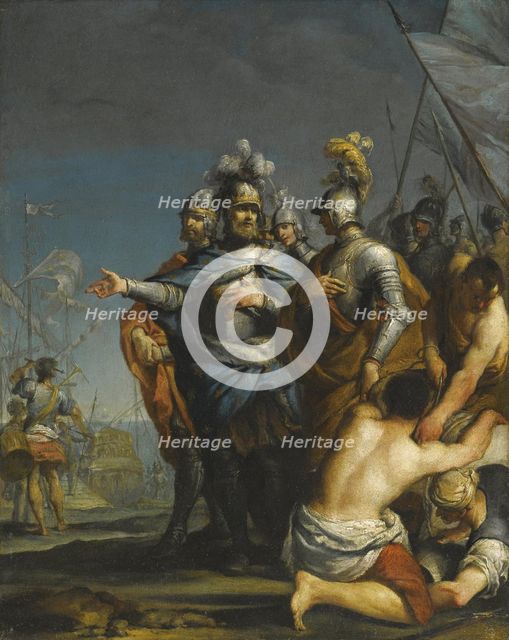 Saint Louis Departing For The Crusade. Artist: Gionima, Antonio (1697-1732)