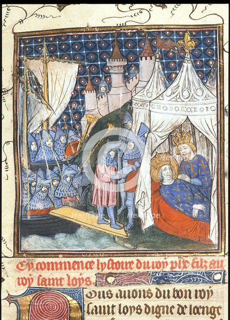 Saint Louis died during his second crusade in Tunis (From the Chroniques de France ou de St Denis), after 1380. Artist: Anonymous  