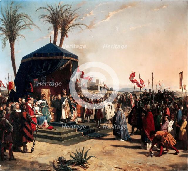 Saint Louis, King of France Receiving Robert Patriarch of Jerusalem in Damietta in 1249. Artist: Gué, Jean-Marie Oscar (1809-1877)