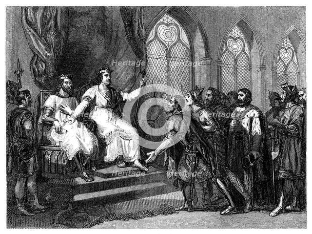 Saint Louis IX (1214-1270), King of France receiving the king of England and his barons in Januar…