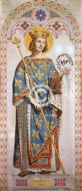 Saint Louis IX of France. Cardboard for the windows of the Chapel of St. Ferdinand, 1842.
