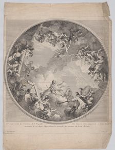 Saint Louis presenting his sword to Christ, after a ceiling design, 1755-90. Creator: Charles Nicolas Cochin