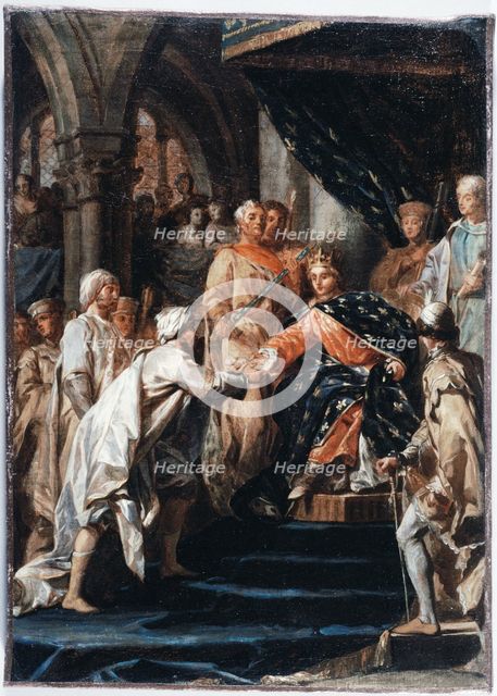 Saint Louis receiving messengers from the 'Old Man of the Mountain'., c1773. Creator: Unknown.