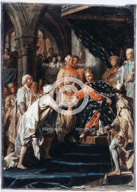 Saint Louis receiving messengers from the 'Old Man of the Mountain'., c1773. Creator: Unknown.