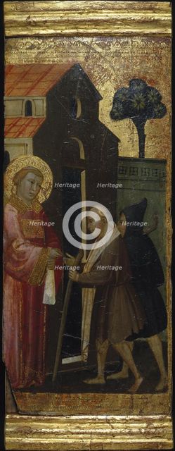 Saint Lawrence Distributing Alms to the Poor. Scenes from the Life of Saint Lawrence, predella, ca 1412. Artist: Lorenzo di Niccolò (active 1391-1414)