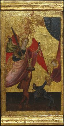 Saint Lawrence Intercedes for the Soul of Emperor Henry II. Scenes from the Life of Saint Lawrence, predella, ca 1412. Artist: Lorenzo di Niccolò (active 1391-1414)