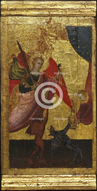 Saint Lawrence Intercedes for the Soul of Emperor Henry II. Scenes from the Life of Saint Lawrence, predella, ca 1412. Artist: Lorenzo di Niccolò (active 1391-1414)