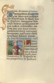 Saint Lawrence; Poncher Hours, about 1500. Creator: Master of Jacques de Besancon