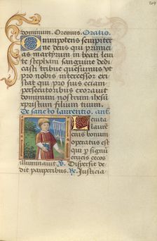 Saint Lawrence; Poncher Hours, about 1500. Creator: Master of Jacques de Besancon