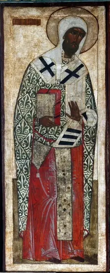 Saint Leontius of Rostov, 16th century. Creator: Russian icon