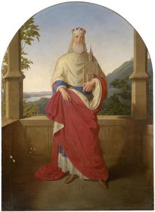 Saint Leopold in front of a Danube view and the Leopoldsberg in the background, 1849