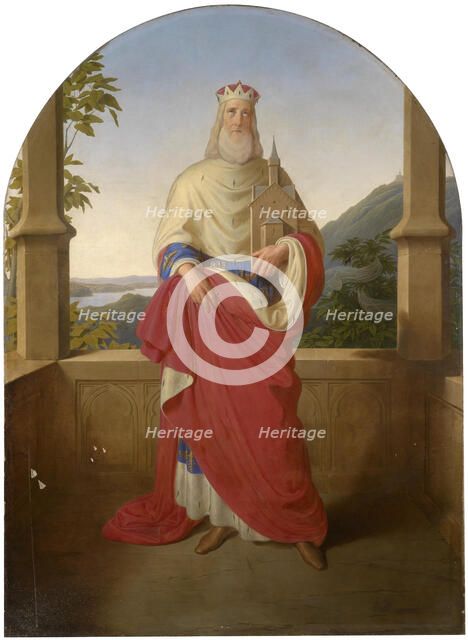Saint Leopold in front of a Danube view and the Leopoldsberg in the background, 1849.