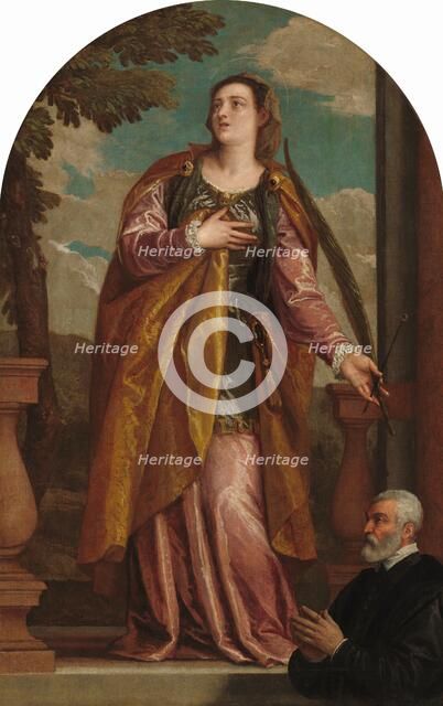 Saint Lucy and a Donor, c. 1585/1595. Creators: Paolo Veronese, Gabriele Caliari.