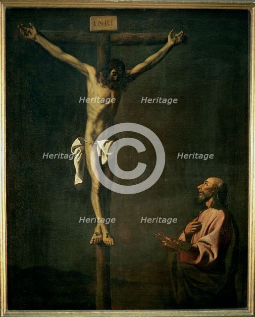  'Saint Luke as a painter before Christ on the Cross'.