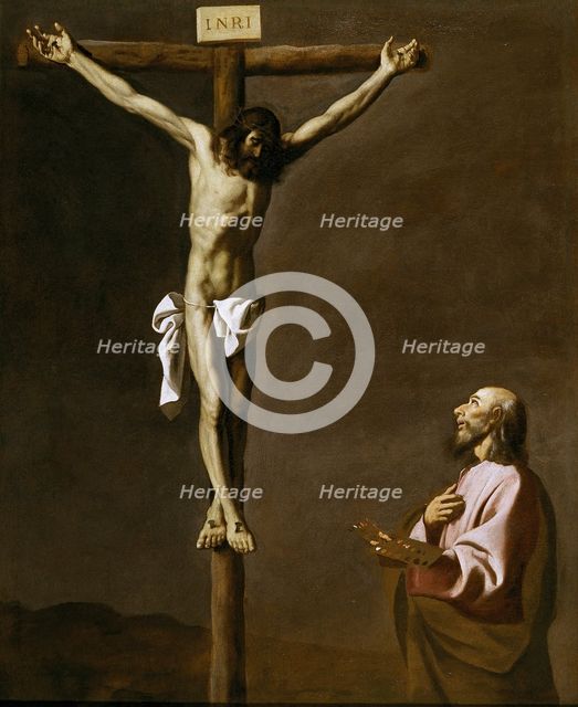 Saint Luke as a painter, before Christ on the Cross, between 1630 and 1639. Creator: Francisco de Zurbaran.