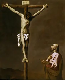 Saint Luke as a painter, before Christ on the Cross, between 1630 and 1639. Creator: Francisco de Zurbaran