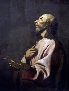 Saint Luke as a painter before Christ on the Cross oil painting by Zurbarán, detail, possibly…