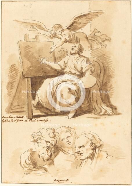 Saint Luke at His Easel and Four Expressive Heads, 1775. Creator: Jean Claude Richard Saint-Non.