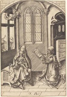 Saint Luke Drawing a Portrait of the Virgin, c. 1475. Creator: Israhel van Meckenem