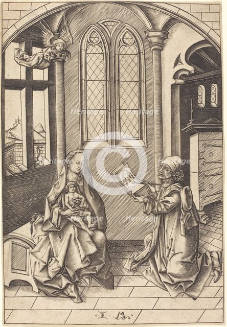 Saint Luke Drawing a Portrait of the Virgin, c. 1475. Creator: Israhel van Meckenem.