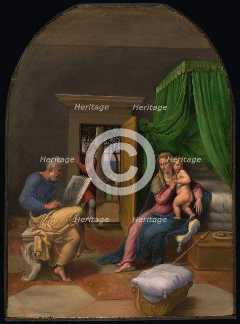 Saint Luke Drawing the Virgin and Christ Child, c. 1535. Creator: Girolamo da Carpi.