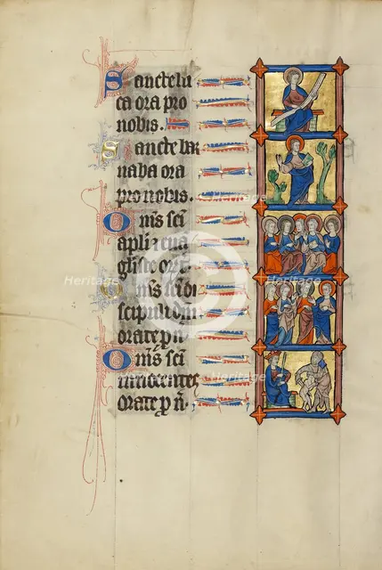 Saint Luke Enthroned: Saint Barnabas with a Book: Five Apostles Enthroned: Three..., about 1300. Creator: Unknown.