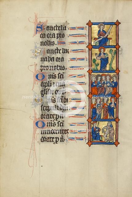 Saint Luke Enthroned: Saint Barnabas with a Book: Five Apostles Enthroned: Three..., about 1300. Creator: Unknown.