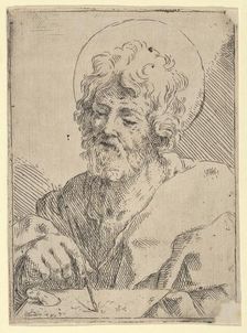 Saint Luke holding a paint brush and palette, after Reni (?), 1600-1650. Creator: Anon