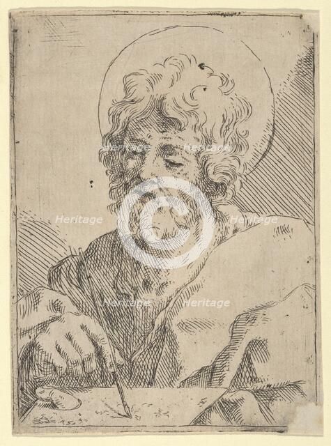 Saint Luke holding a paint brush and palette, after Reni (?), 1600-1650. Creator: Anon.