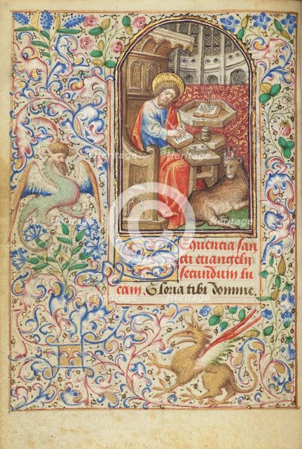 Saint Luke Seated at his Desk; Hours of Simon de Varie, 1455. Creator: Dunois Master.