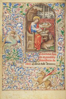Saint Luke Seated at his Desk; Hours of Simon de Varie, 1455. Creator: Dunois Master