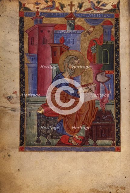 Saint Matthew the Evangelist (Manuscript illumination from the Matenadaran Gospel), 14th century.