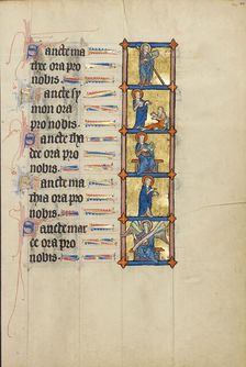 Saint Matthew with a Book and a Lance: Saint Simon Speaking to a Man Seated..., about 1300. Creator: Unknown