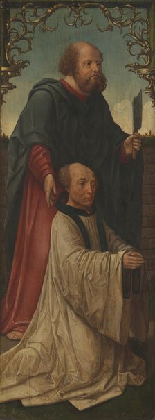 Saint Matthias (?) and a Donor; Saint Andrew (reverse), 1520/25. Creators: Jacob Cornelisz. van Oostsanen, Workshop of Jacob Cornelisz. van Oostsanen